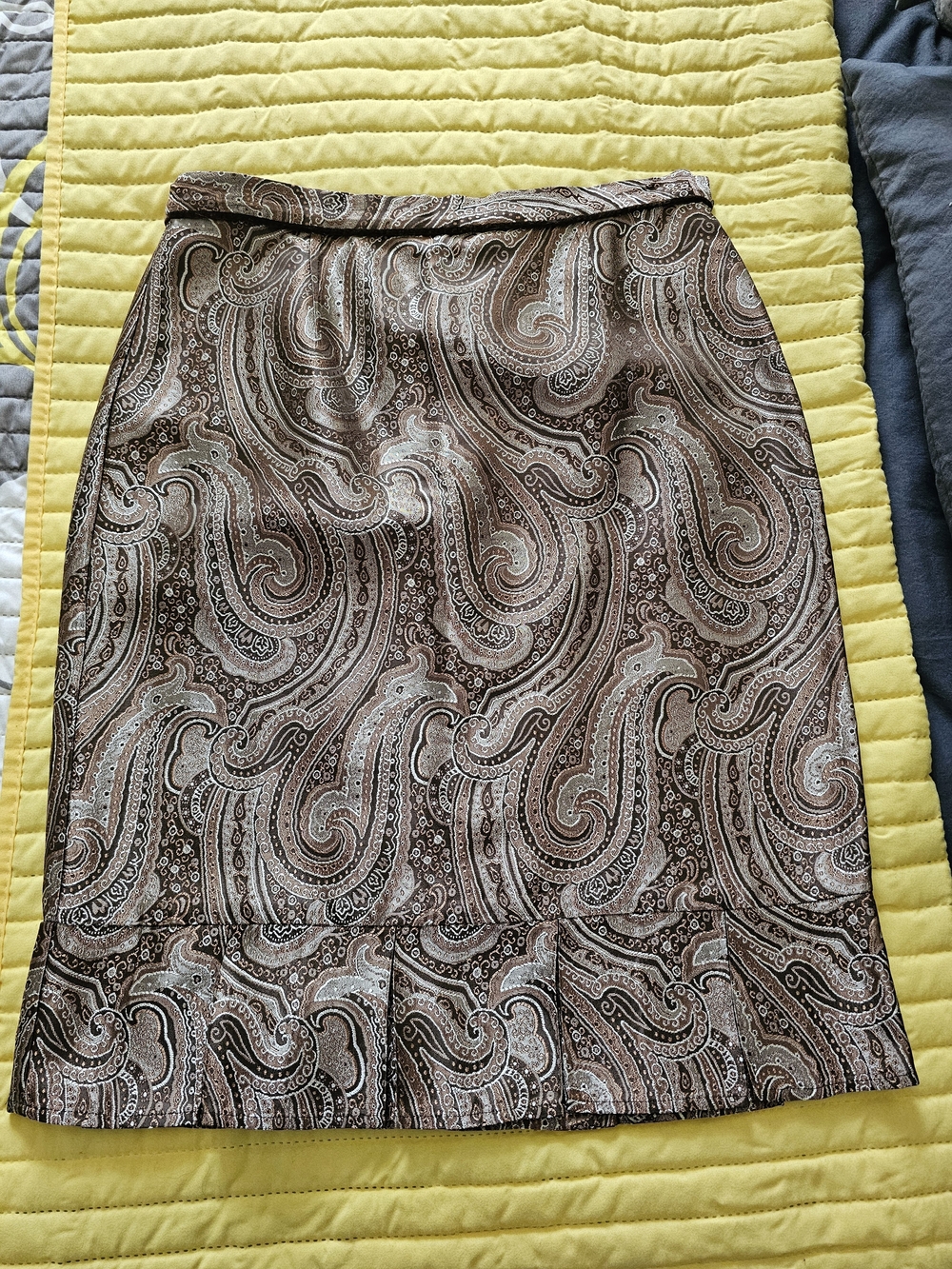 The Limited Brown Paisley Pencil Skirt